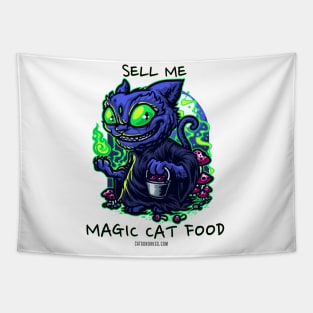 Techno cat - Sell me magic cat food - Catsondrugs.com - rave, edm, festival, techno, trippy, music, 90s rave, psychedelic, party, trance, rave music, rave krispies, rave flyer Tapestry