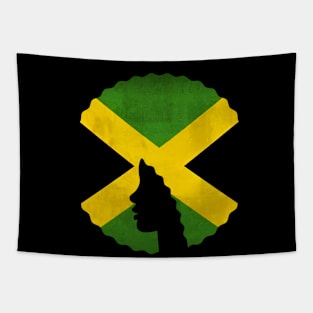 Afro Hair Woman with Jamaica Colors, Black History Tapestry