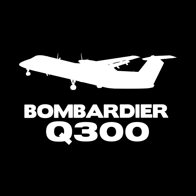 Bombardier Q300 Silhouette Print (White) by TheArtofFlying