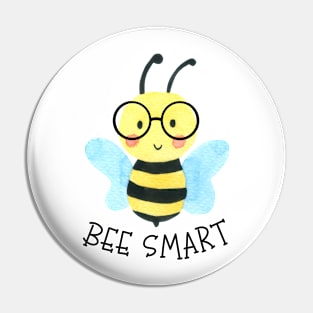 Cute Watercolor Bee Smart With Glasses Pin