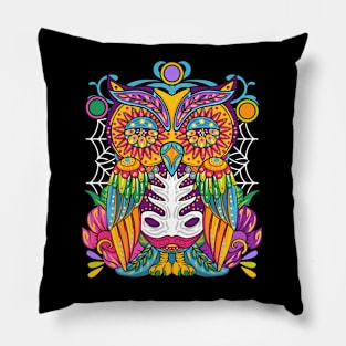 Day Of The Dead Owl Art Design Pillow