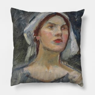 Head study for The Enchanted Garden by John William Waterhouse Pillow