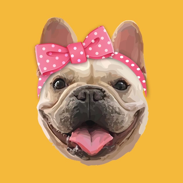 Cute Bulldog with Headband by thedailysoe