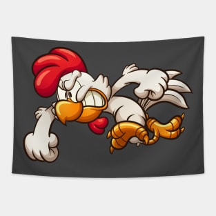 Angry cartoon chicken Tapestry