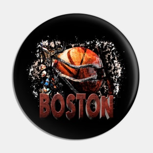 Classic Sports Boston Proud Name Basketball Pin