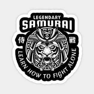 Samurai Guardian: Tiger Head in Majestic Samurai Helmet Magnet