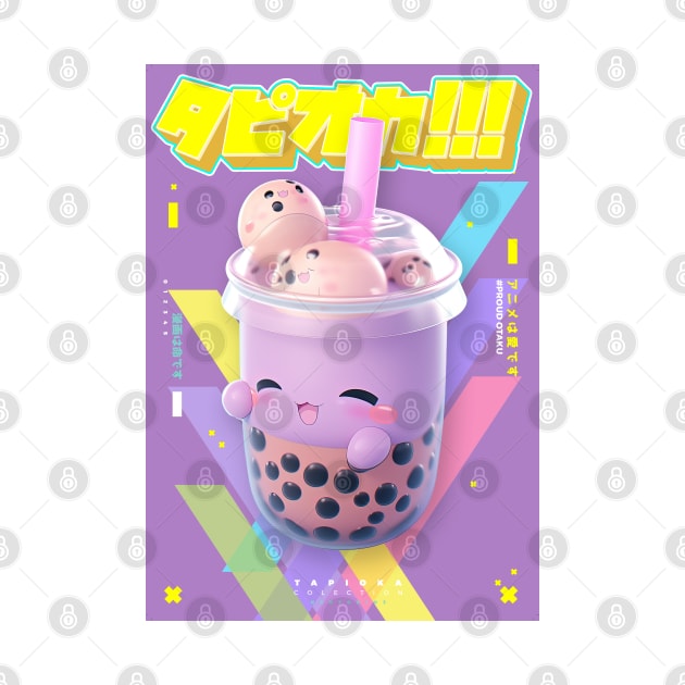 Cheerfull Taro Bubble Tea with Boba - Tapioka Collection | Kawaii Aesthetic Anime Bubble Tea 3D Pop Art Design | PROUD OTAKU by PROUD OTAKU