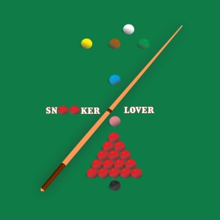 Snooker Lover design showing Snooker Balls arranged as on table T-Shirt