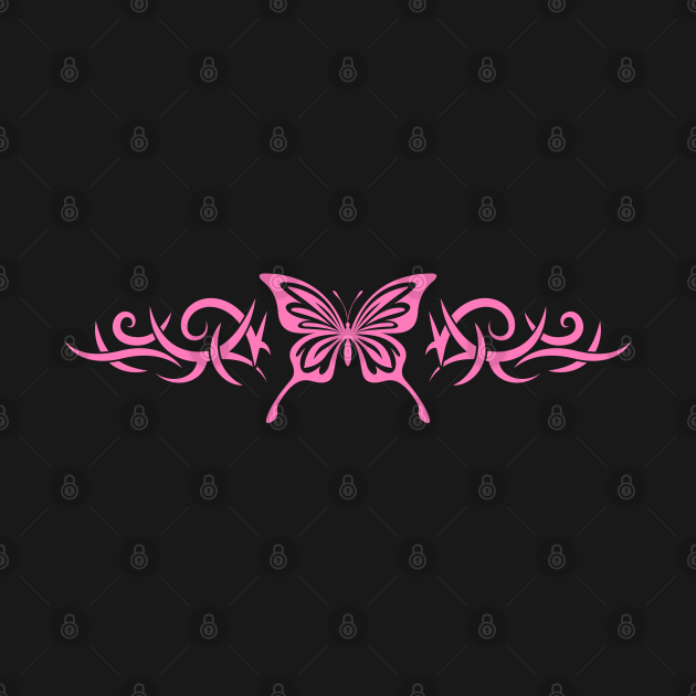 Discover Pink Butterfly Tattoo Harajuku Grunge Egirl y2k Aesthetic - Pink Butterfly Tattoo - T-Shirt