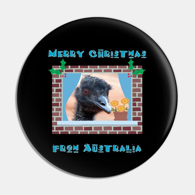 Merry Christmas from Australia with Emu in Window Pin by karenmcfarland13