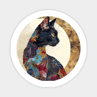 Feline Radiance: Quilted Cat Majesty Magnet