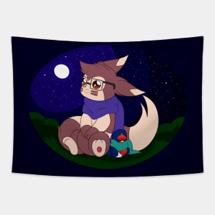 SN: Starry night - Ferret and Bird Tapestry