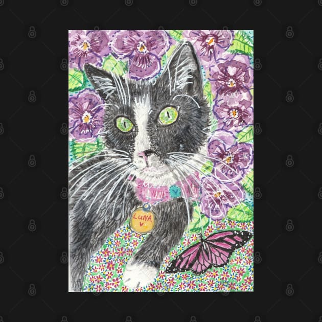 Luna tuxedo cat butterfly by SamsArtworks