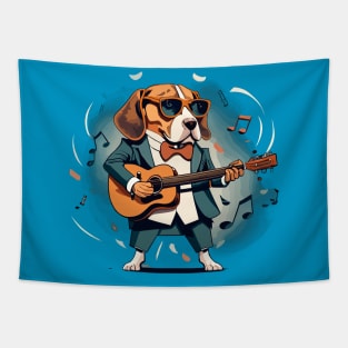 Beagle Playing Guitar Tapestry