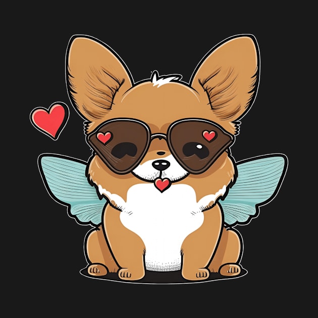 kawaii cute happy dog with butterfly wings by styleandlife