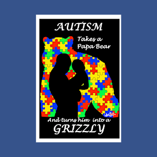 Papa Autism Grizzly T-Shirt