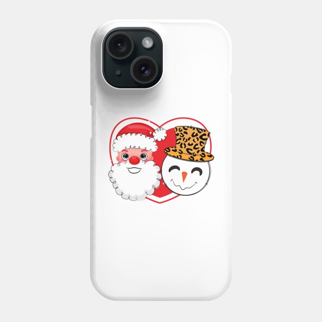 Double Christmas Santa Snowman Cute 2 Phone Case by lunamoonart