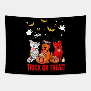 Trick Or Treat Pitbull Dog Halloween Gift Tapestry