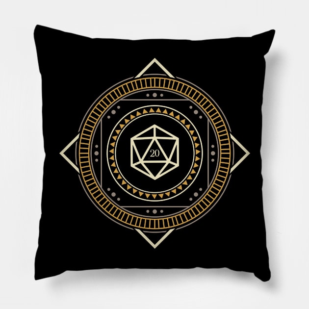 Geometric Circle Magic Polyhedral D20 Dice of The Wizard Pillow by pixeptional