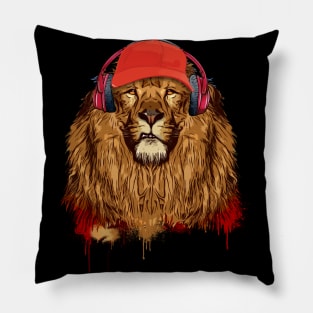 Cool Lion king,hipster, music band look 80s Pillow