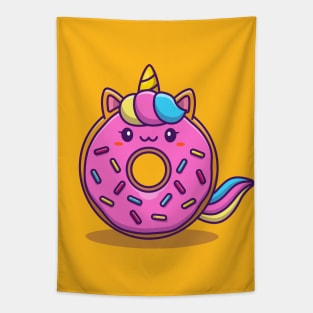 Cute Unicorn Doughnut Donut Cartoon Tapestry