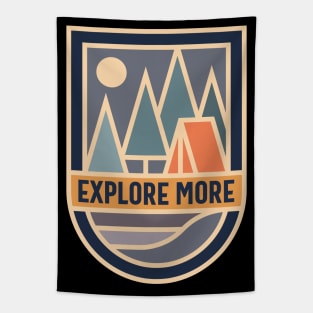 Nature inspiration: Explore More camping badge (retro colors and design) Tapestry