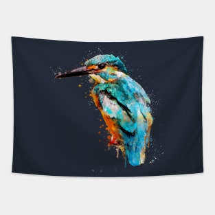 Dramabite Watercolor kingfisher bird artsy artistic painting wildlife Tapestry