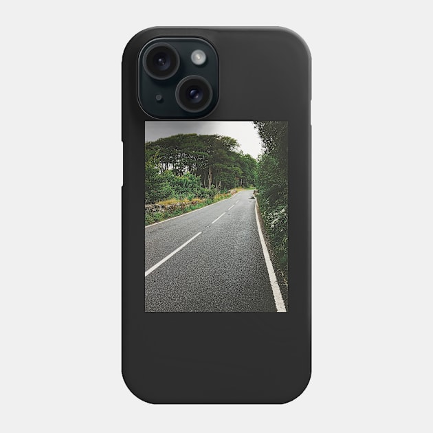 Dartmoor National Park - Cement Road on Rainy Day (Devon, England) Phone Case by visualspectrum