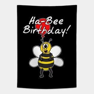 Ha-Bee (Happy) Birthday Friendly Bee Funny Tapestry