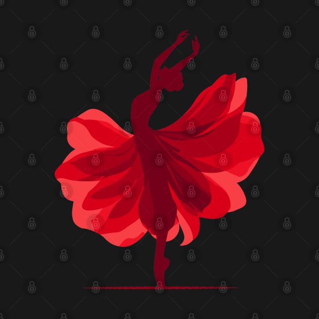 Ballet dancer in a red dress. Vector illustration of ballerina, tiptoe pose, ballet performer by Nora Liak