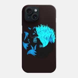 Dark Black and Blue Kitsune Phone Case