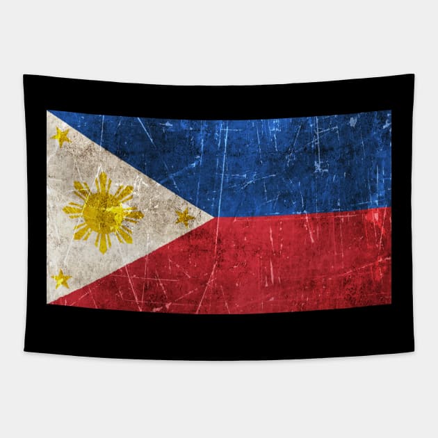 Vintage Aged and Scratched Filipino Flag Tapestry by jeffbartels