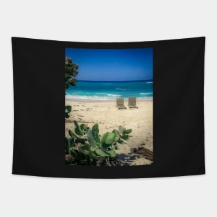 Two Chairs on the Beach Tapestry