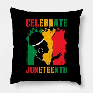 African Black Girl Toddler Girls Kids Celebrate Juneteenth Pillow