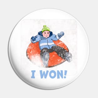 Kids Snow Tubing, I Won! Pin