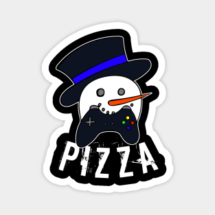 Snowman Face Gamer Pizza Magnet