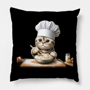 Cute Cat Chef: Whisking Up Delightful Pastries with Feline Flair Pillow