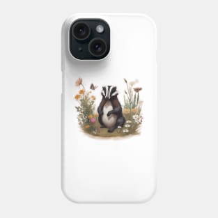 badger in flowers Phone Case