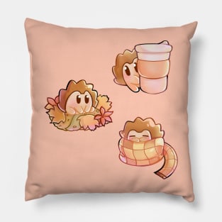 3 Autumn Hedgehogs Pillow