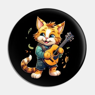 Funny  Cat as a Guitarist Pin