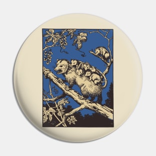 Opposum vintage engraving Pin