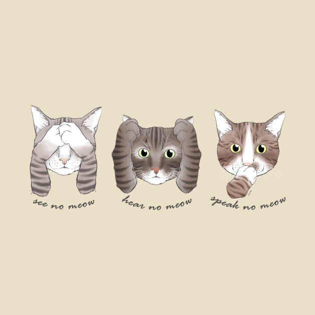 No Evil Cats - Grey Tabby Cats by meownarchy