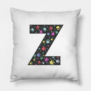 Z letter with colorful paw print Pillow