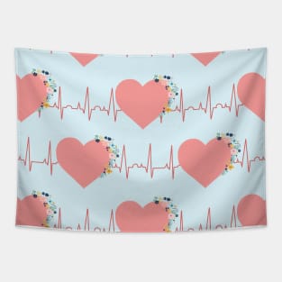 Hearts and Flowers EKG Tapestry