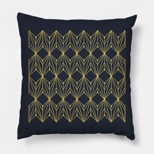 Art Deco geometric pattern navy and gold Pillow