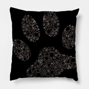 Paw Print in Modern Paisley Outline Design Pillow