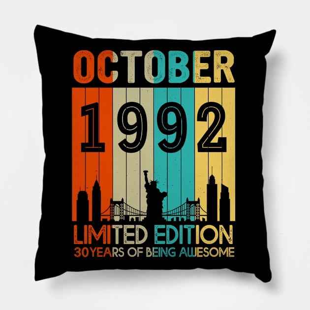 Vintage October 1992 Limited Edition 30 Years Of Being Awesome Pillow by sueannharley12