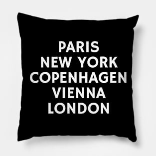 Paris New York Copenhagen Vienna London Pillow