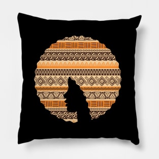 Afro Hair Woman with African Pattern, Black History Pillow