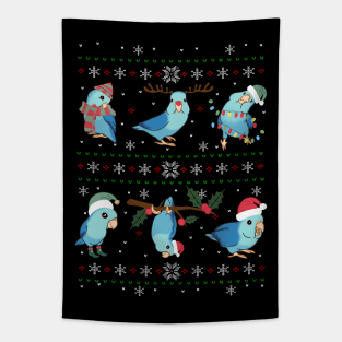 blue parrotlet Ugly Christmas Tapestry